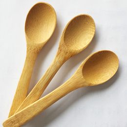 13CM Mini Wooden Bamboo Spoon Baby Honey Ice Cream Spoons Dessert Soup Teaspoon Strring Spoon QW9519