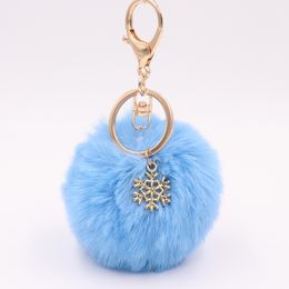 Christmas Style Snowflake plush Hairball For Women Men fashion Keychain alloy Hairball pendant Friendship Keychains Gifts