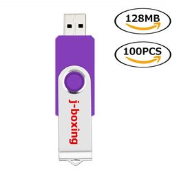 Purple Rotating USB Flash Drives 100 Lots 128MB Swivel USB 2.0 Metal Thumb Pen Drives Memory Sticks Storage for Computer Laptop Tablet