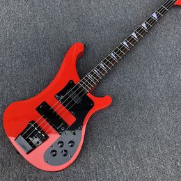 Top Quality 4 Strings Red 4003 Electric Bass Guitar Black Body Binding, BlackHardware, Rosewood Fretboard & Triangle White Pearl Inlay