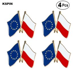 EU & Poland Friendship Flag Pin Lapel Pin Badge Brooch Icons 4PC