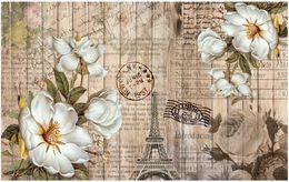 Custom photo wallpaper 3d wall murals wallpapers Nostalgic retro nordic forest mural flower tower wood plank wall papers home decor