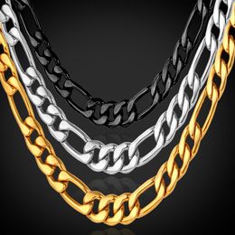 Collare Figaro Link Chain For Men Silver Gold Black 316L Stainless Steel Necklace 5mm 18-30 inch Men Hip Hop Jewelry N505