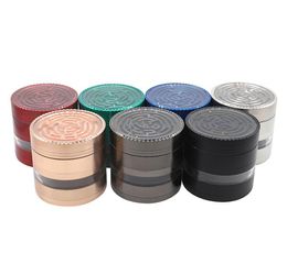 New Zinc Alloy 63mm-4 Layer Labyrinth Cover Side Transparent Metal Smoke Grinder Wholesale