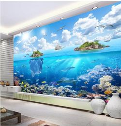 photo wall murals wallpaper Underwater world island landscape painting 3D background wall