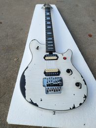 Handwork Edward Van Helen White Heavy Relic Electric Guitar Ebony Fingerboard, Floyd Rose Tremolo, Red Kill Switch Button, Locking Tuners