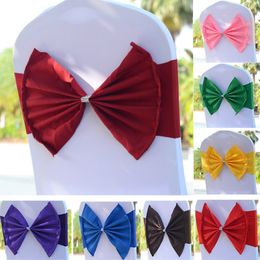 Elastic Chair Band Covers Sashes For Wedding Party Prom With Hoop Buckle Spandex Bowknot Tie Chairs Sash Buckles Cover Free DHL WX9-556