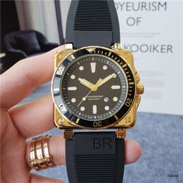 Top Quality Mens Watches br 03 Quartz Movement Chronograph Watch Lifestyle Waterproof Square Case Analogue Rubber Band Wristwatch Montre De Luxe