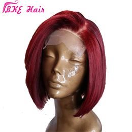 Short Bob Lace Front Wigs For Women Burgundy Wig With Natural Hairline Synthetic Straight Lace Front Wigs