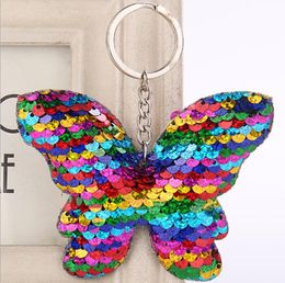 New Beautiful Butterfly Keychain Glitter Sequins Key Chain Gift For Women Girl Llaveros Mujer Car Bag Accessories Key Ring