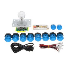 PC USB Joystick Controller Push Button DIY Set Kit for Arcade Game - Blue