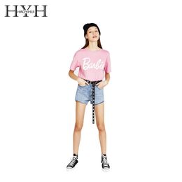 Hyh Haoyihui New Fashion 2018 Women Light Pink Casual Sweet T-shirts Character Print Short Sleeve T-shirt Female O-neck Tops Y19060601