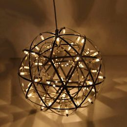 Modern Living Room Pendant Lamp LIghts Stainless Steel Ball Led Chandelier Firework Light Restaurant Villa Hotel Project Pendant Lighting