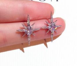 hot new Super shining glittering ins fashion designer lovely cute little star zircon stud earrings jewelry for woman girls