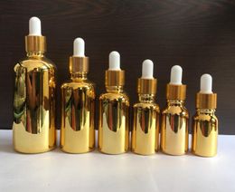 Essential Oil Vial Cosmetic Packing Bottles, Gold Silver Glass Lotion Dropper Bottle , Glass Dropper Bottle 10ML 15ML 30ML SN1216