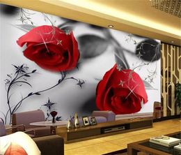 Modern classic black and white rose custom romantic practical HD 3d wallpaper