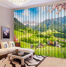 Curtain 3D Qingshan Surrounded By Beautiful Quiet Mountain Village Customise the Beautiful and Practical Curtains You Like
