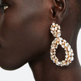 new glittering popular fashion designer exaggerated beautiful Colourful rhinestone crystal geometry box pendant stud earrings for women girls
