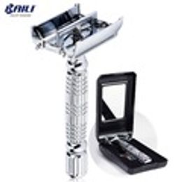 Fashion Baili Stainless Manual Safety Blade Razor Double Edge Shaver Beard Shaving For Men With Mirror Case +6 Blades Bd179