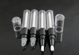 4.5ML Transparent+Black Lip Gloss Tube/Bottle, Empty Round Mini Twist Pen, Disposable Plastic Dial Up Pen With Silicon Tip SN3306