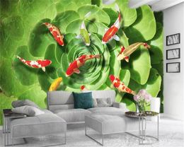 Custom 3d Animal Wallpaper Emerald Green Fleshy Auspicious Fish Digital Printing HD Decorative Beautiful Wallpaper