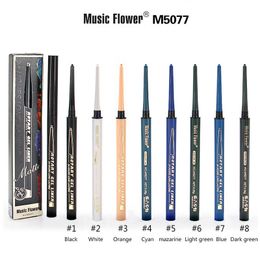 Music Flower 8 Colours Quick dry Eyeliner Pencil Automatic Long Lasting Waterproof Eye Makeup Smudge-proof Shimmer Eye Liner