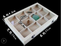 4style Covered linen fabric jewellery box Jewellery necklace bracelet wenwan bracelet tray Jewellery storage box display shelf With cover D063