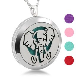 New Stainless Steel Carved Hollow Sacred Elephant Necklace Accessories Aromatherapy Essential Oil Pendant