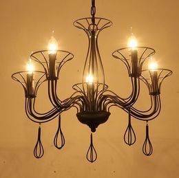 American Metal Bird Cage Chandelier Creative 6 Heads Lamp For Bedroom Restaurant Hanging Lamps Retro Hotel Engineering Lamp MYY