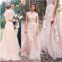 champagne pink wedding dress