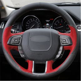 Top Leather Steering Wheel Hand-stitch on Wrap Cover For Land Rover Range Rover Evoque 2012-2016