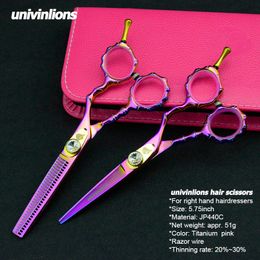 Univinlions High Quality 5.75" 6" Barbers Hair Scissors Kit Professional Hairdressing Scissors Hair Cutting Thinning Shears Japan Steel 440C