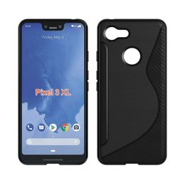 black NS line non-slip soft silicone Carbon fiber shockproof TPU Gel Case for google pixel 3/pixel 3 XL