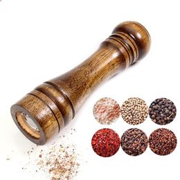 Salt and Pepper Mills Solid Wood Pepper Mill with Strong Adjustable Ceramic Grinder 5\" 8\" 10\" Kitchen Tools