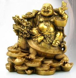 Factory direct sales of pure copper dragon and turtle with a wishful smile Buddha