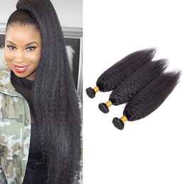 Brazilian Virgin Hair Extensions 3 Bundles Kinky Straight 8-26inch 100% Human Hair Natural Colour Yaki Hair Wefts