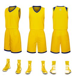 2019 New Blank Basketball jerseys printed logo Mens size S-XXL cheap price fast shipping good quality Yellow Y001