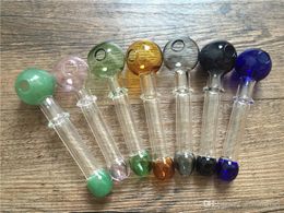 cheap 12cm 30mm Think Colorful thick heady glass oil burner pipe smoking tobacco dry herb pipe