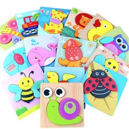kids 3D Puzzles Animal stereoscopic Cartoon board jigsaw puzzle board thickened children baby wooden educational toys Training Toy 23 styles