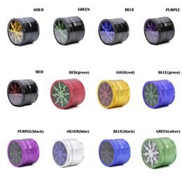 63MM Lightning Design Herb Grinder 4 Layers Aluminium Alloy Tobacco Grinders With Clear Top Window Colourful Spice Crusher Muller Smoking Accessory