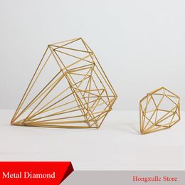 Golden Wrought Iron Diamond Ornaments T Platform Road Decoration Wedding Props Creative Geometry Hollow Wedding Stage Backdrops