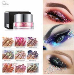 Pudaier Eyeshadow Diamond Pearlescent Sequin Pigment Glitter Eyeshadow 34 Color Metallic Powder Eyes Shadow Palette Makeup Nail Art