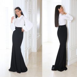 2020 Two Piece Suit Mermaid Evening Dresses Chiffon Long Sleeve Prom Dress Sweep Train Special Occasion Dresses