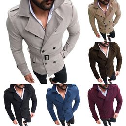 Erkek Yün Karışımları 2021 Ceket Moda Slim Fit Uzun Kollu Suit Üst Rüzgarlık Trençkot Erkekler Sonbahar Kış Sıcak Düğmesi