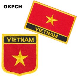 Free Shipping Vietnam Flag Embroidery Iron on Patch 2pcs per Set PT0212-2