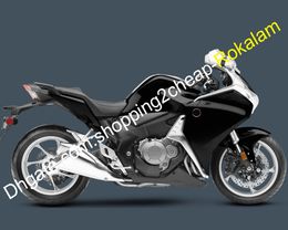 Motorbike Cowling For Honda VFR1200 VFR 1200 Black Silver Gray Motorcycle Fairing Aftermarket Kit 2010 2011 2012 2013 (Injection molding)