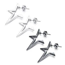New trendy fashion luxury designer cute lovely hip hop cool titanium geometric star stud earrings for woman men