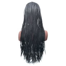 18-24 Inch High Density Braided Lace Front Wigs Box Synthetic Fiber Wigs Thick Full Hand Twist Synthetic Hair Micro Havana Twist Wigs