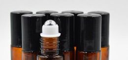 10ml (1/3oz) AMBER Thick Glass Roll On Essential Oils Bottle Stainless Steel Roller Ball BY DHL Free Shipping 1000pcs/lot 100