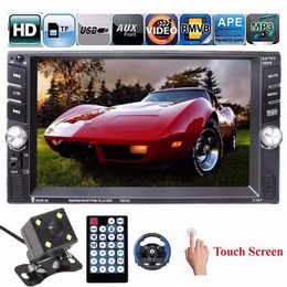 Freeshipping 6.6 Inch HD 2 Din MP3 MP4 Player Touch Screen Car FM Radio Stereo Bluetooth +Rear Camera 2 USB Port